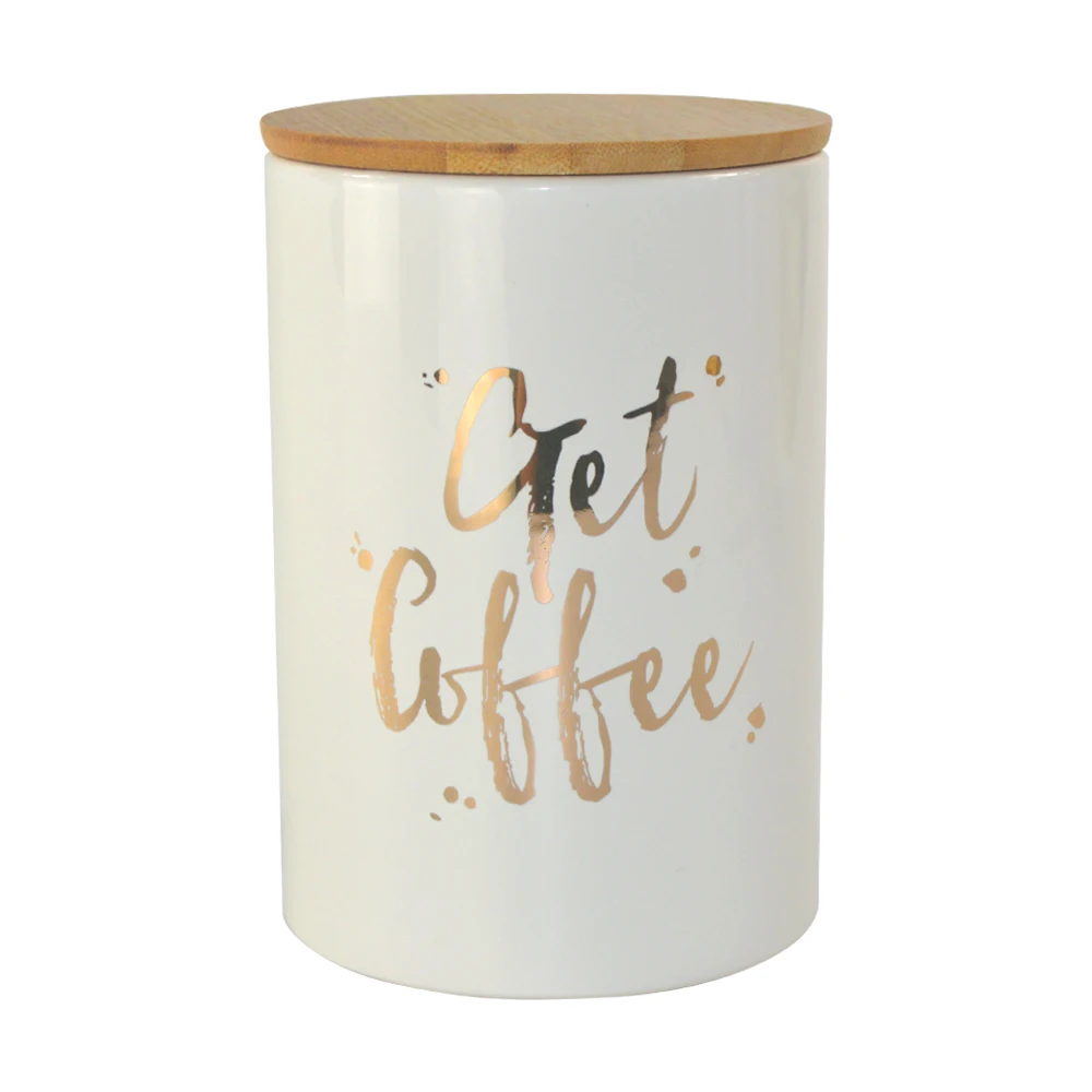 Golden rhombus pattern cookie jar coffee canister custom ceramic kitchen container set