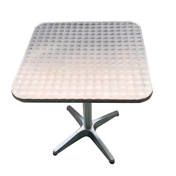 Wholesale Indoor outdoor minitype gathering restaurant furniture Aluminum stainless steel square dining table