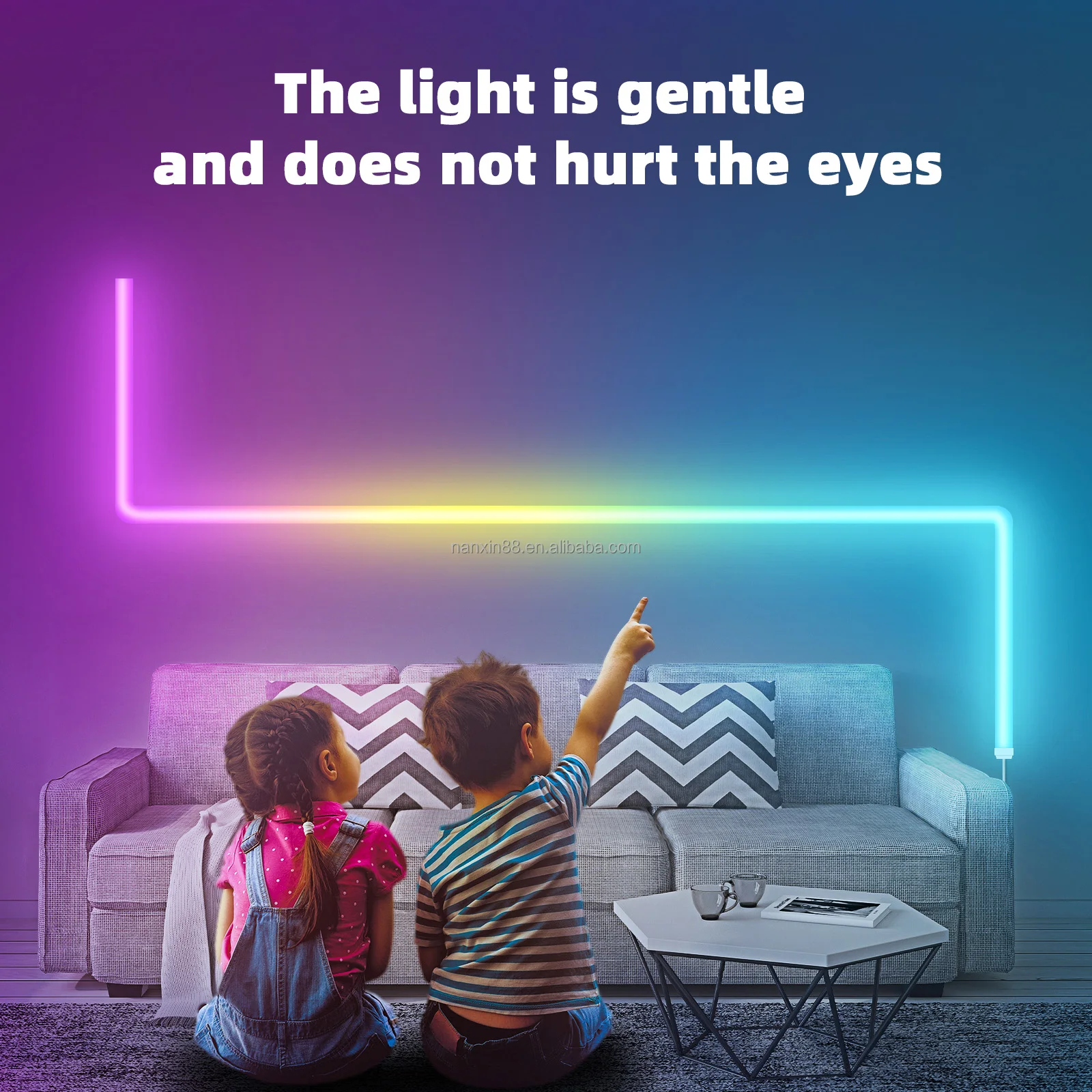 6Pcs Glide RGBIC Smart Wall Light with 4 Corners Multicolor Music Sync Smart  LED Wall Light Bar