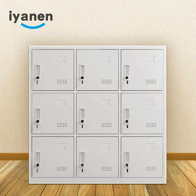 IYANEN KD structure key lock Colorful 9 doors blue small metal Personal Storage phone locker