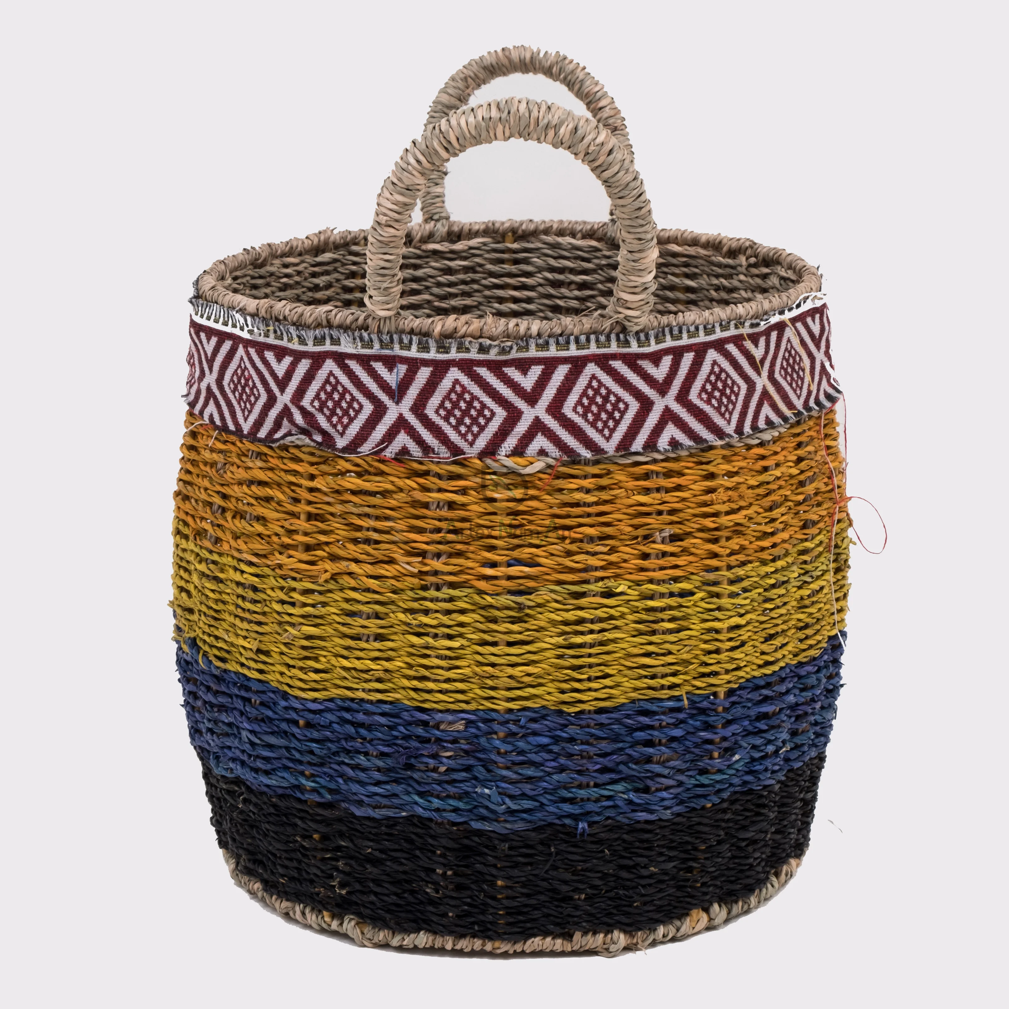 Boho decor round small seagrass african basket also woven storage laundry basket with handles wholesale