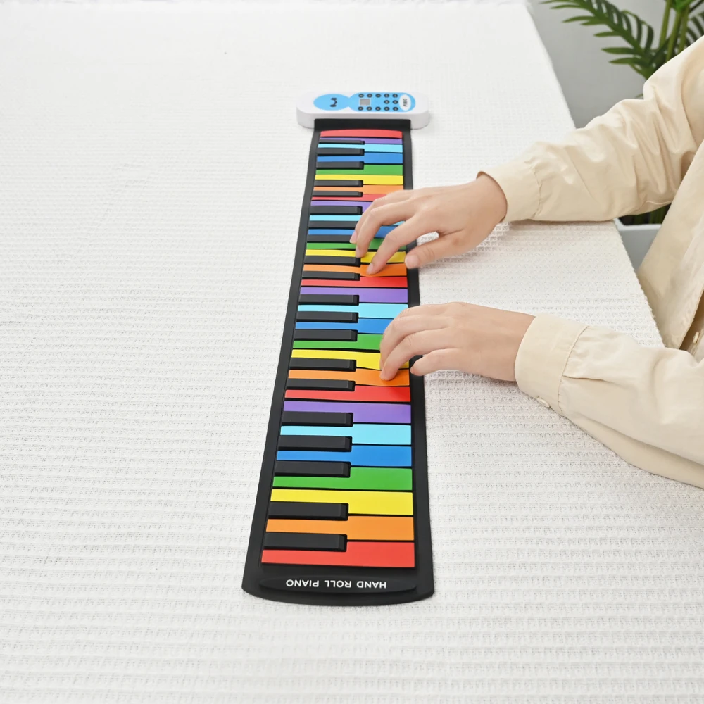 KONIX colorful kids online piano instrument toy piano microphone funny musical keyboard cheap electric rollup mini piano