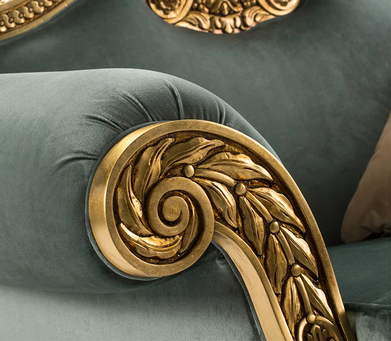 European fabric sofa combination living room solid wood carved sofa French palace furniture custom house