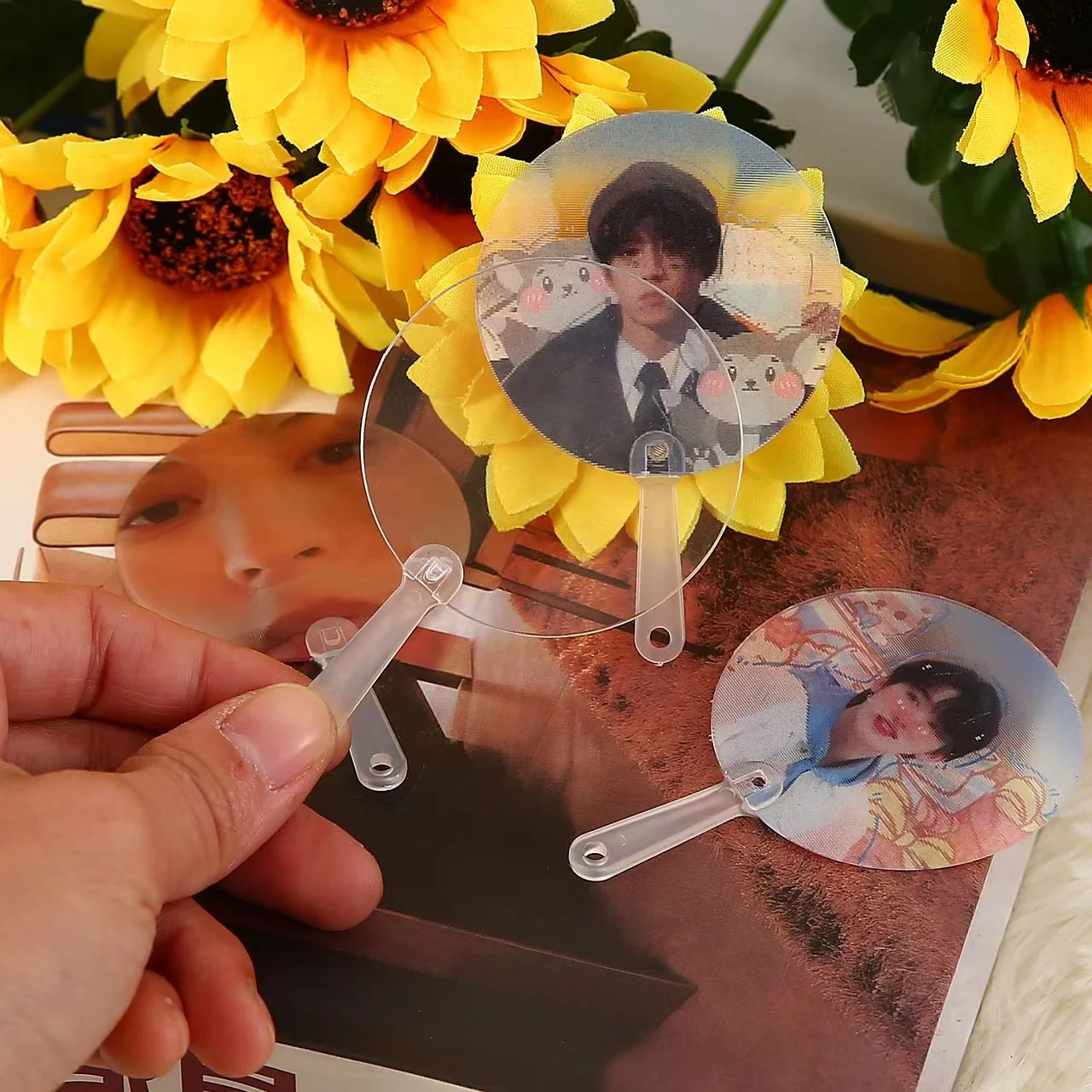 Custom New Plastic Transparent Kpop Mini Fans and Cute Hand Fan Double Side Mini Fan Plastic Kpop Picket