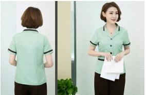 OEM Logo Cleaning Staff Work Clothes 5 Star Resort Hilton Las Vegas Housekeeping Cleaner Uniforms Sets Unisex