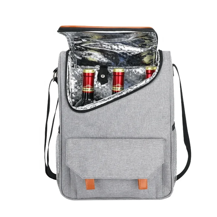 Wholesale Oxford aluminium Three Portable Shoulder Strap Lunch Cooler Beach Picnic Insulated  Wine Tote Bag