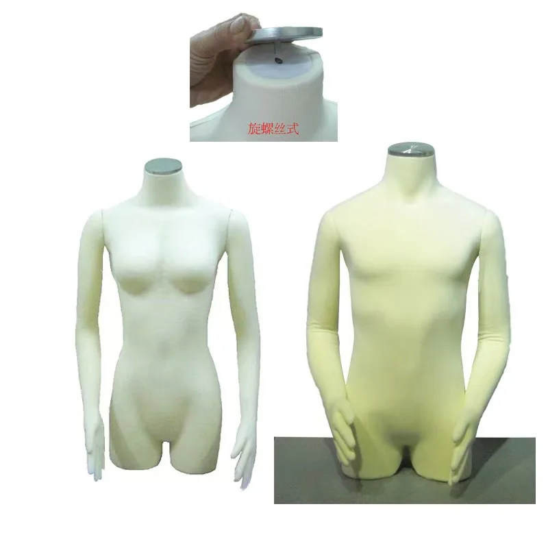 Half-body mannequin with pin cushion cloth, half-body soft-handed female mannequin, window display dummy.