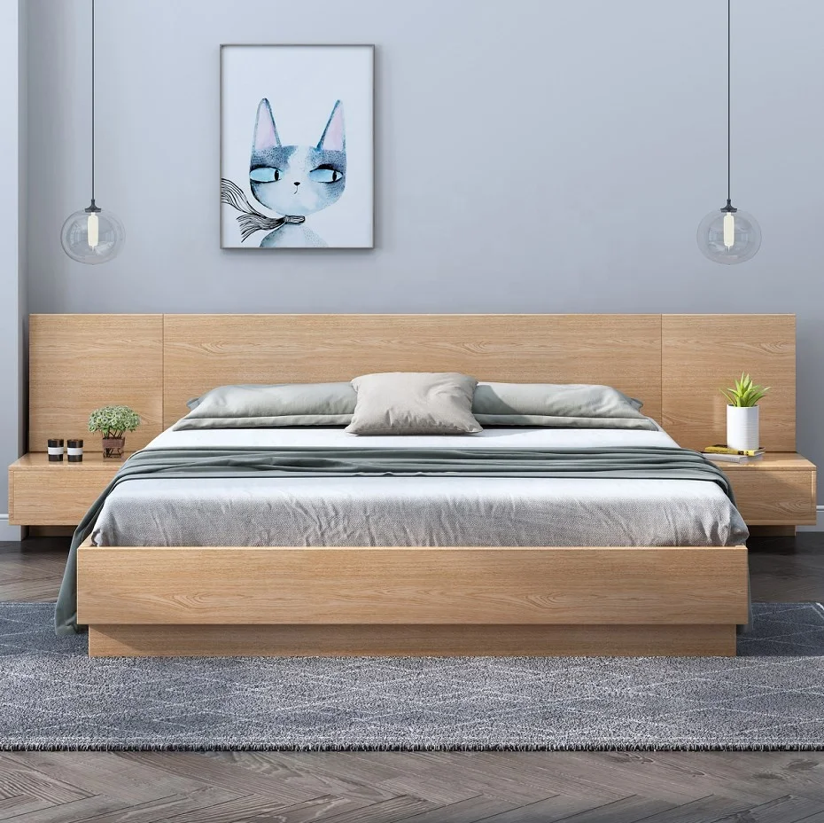 Luxury Double Queen king Size Functional Wood Bed Frame Set Melamine Drawers Storage Headboard Bedroom Furniture Modern