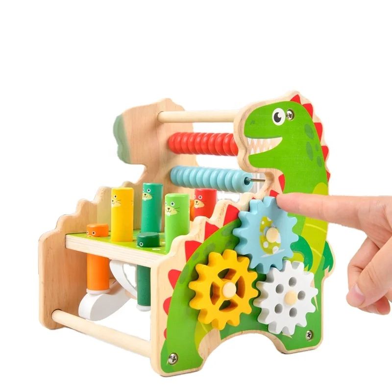 Multi-function Wooden Knock Toy Wooden Bead Counting Abacus Frame for Kids Preschool Math Counting