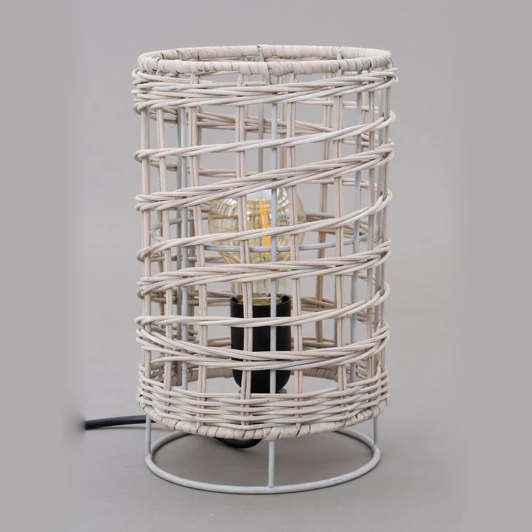 Wholesale Factory Customized Modern Hand Woven Natural Rattan Table Lamp Indoor Decorative