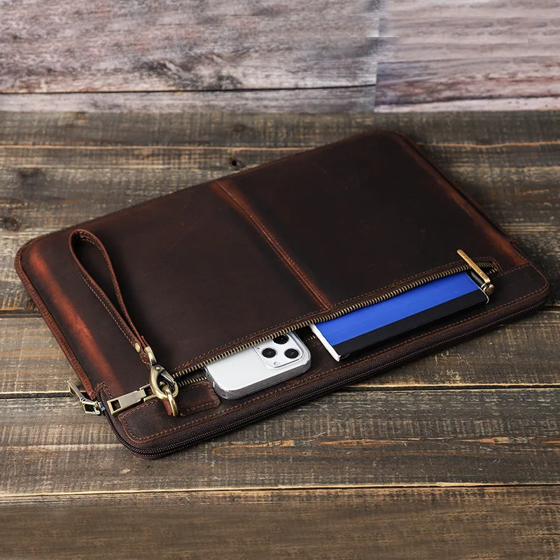 Vintage Crazy Horse Leather Cover for MacBook Pro 15.4 Inch Portable Notebook Protective Laptop Sleeve Customize Logo Size