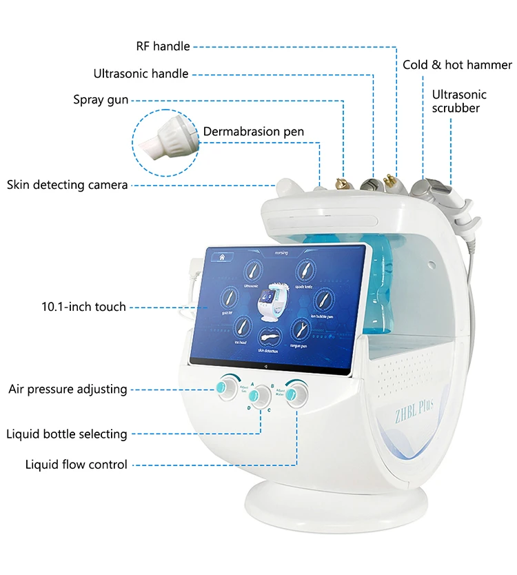 Smart ice blue hydra microdermabrasion facial skin care machine hydra dermabrasion beauty machine with skin analysis