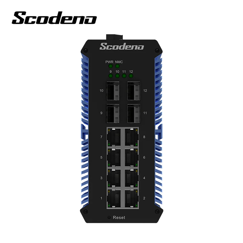  Управление IP50 10/100/1000 м 4 SFP + 8 портов RJ45 гигабитный конвертер Промышленный Коммутатор