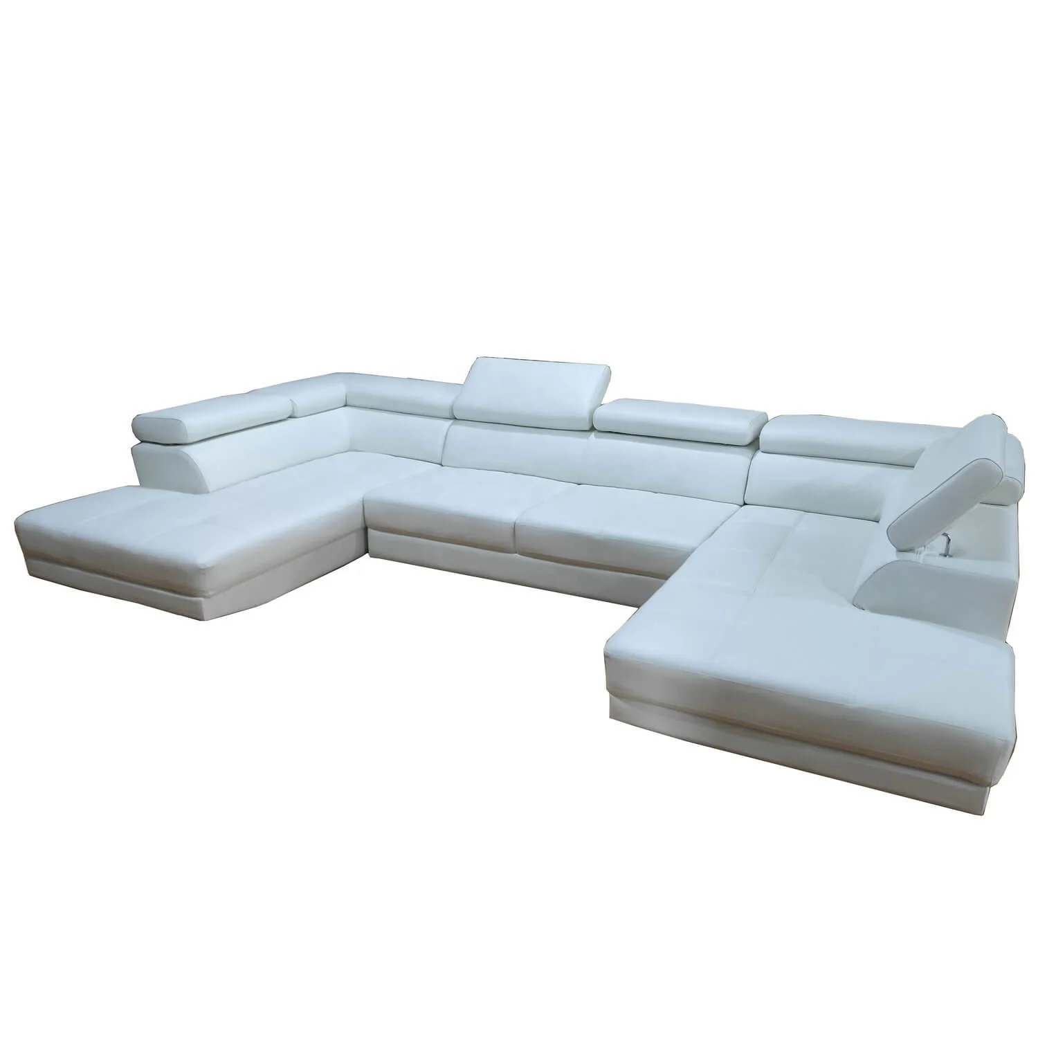 White U Shape Couch Living Room Furniture Wholesale Price Leather Lawson Sofa Set With Stock Can Deliver Immediately