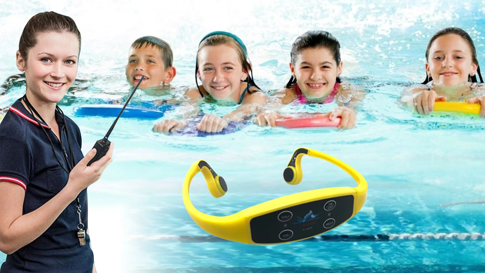  Swimming Training Tool Waterproof Bone Conduction Headphone Wireless 12 Channel FM Transmitter Earphone