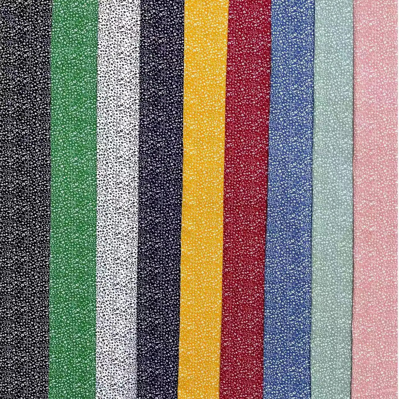 Indonesia Plain Floral Printed Viscose Rayon Woven Printed Fabric Spun Rayon Challis Fabric for Dress