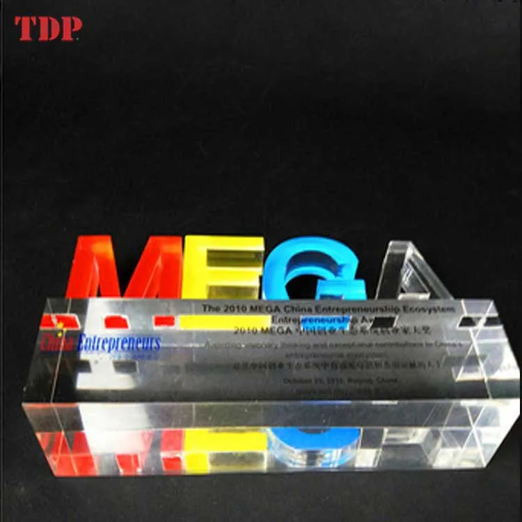 
Shenzhen Factory Clear Letter Shape Printed Acrylic Resin Trophy 