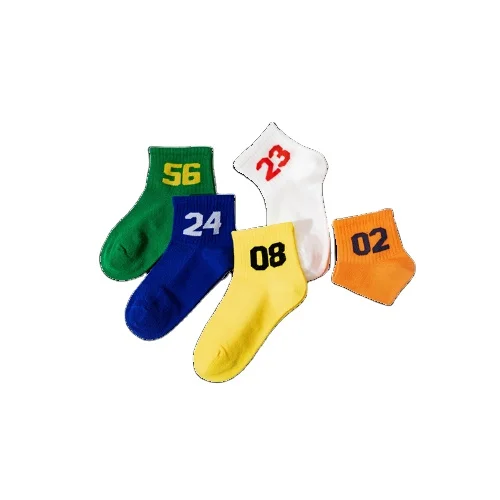 Детские дышащие хлопковые носки на заказ, удобные высококачественные модные детские носки до щиколотки с логотипом цифр