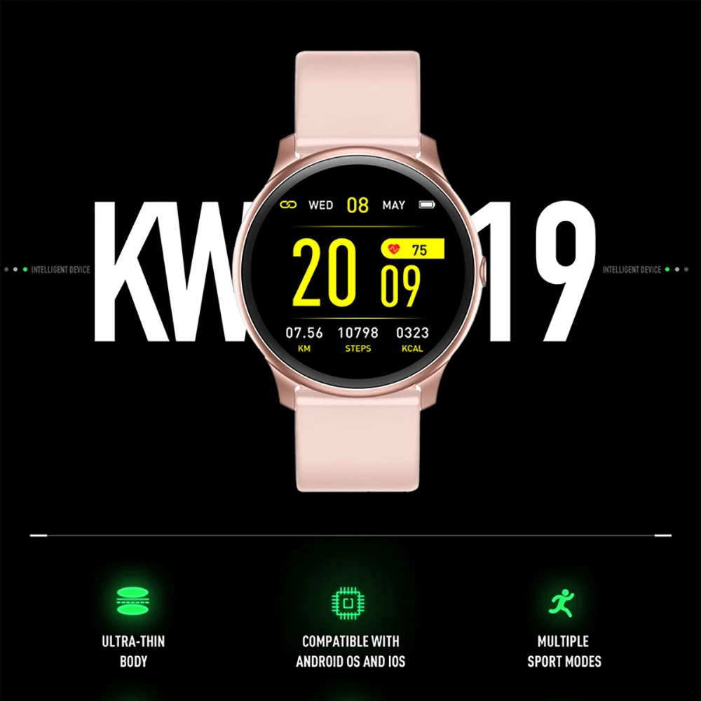 KW19/KW19pro Smart Watch Women men HeartRate Monitor Blood Pressure Music Fitness Bracelet Sport Round Smartwatch For xiaomi Ios