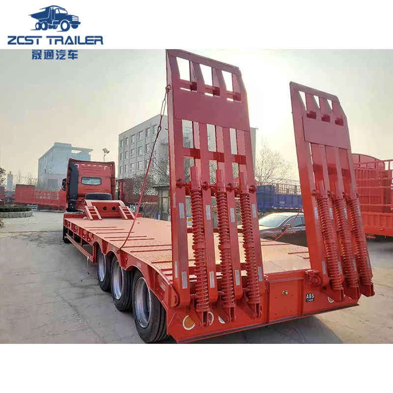 Tri-axle Lowboy Modular Equipment Transport Vehicle 60 ton Drop Deck Truck Semi Trailer Manufacturers