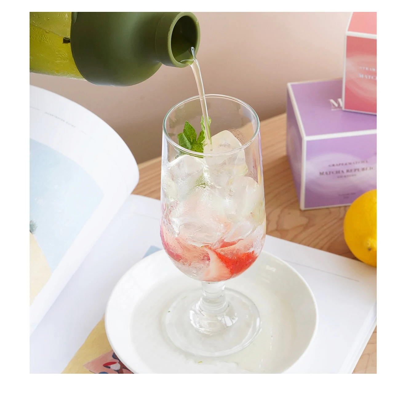 Flavoured natural slim wholesale green tea #PEACH#YUZU#GREEN APPLE#STRAWBERRY#GRAPPE