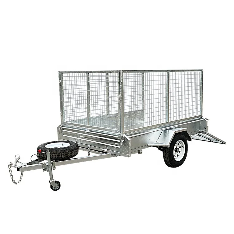 HDG 8x5 Single Axle Cage Trailer with Mesh Ramp