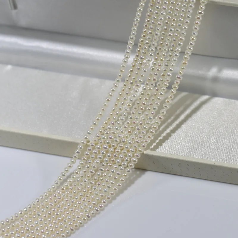 
3-3.5mm AA near round small tiny size real river sweet water freshwater natural fresh water pearl bead strand strings 