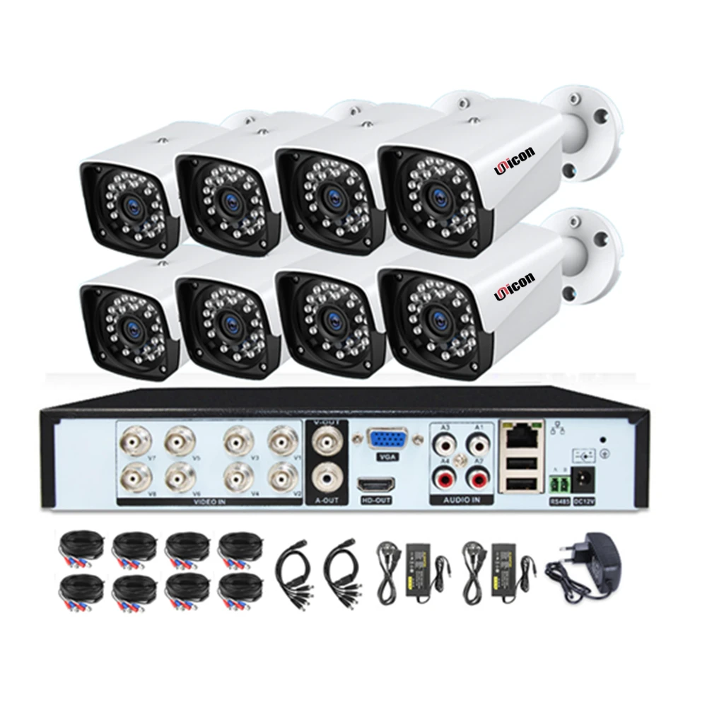8-канальный AHD CCTV DVR дешевая система домашнего видеонаблюдения 8 шт. комплект наружных
