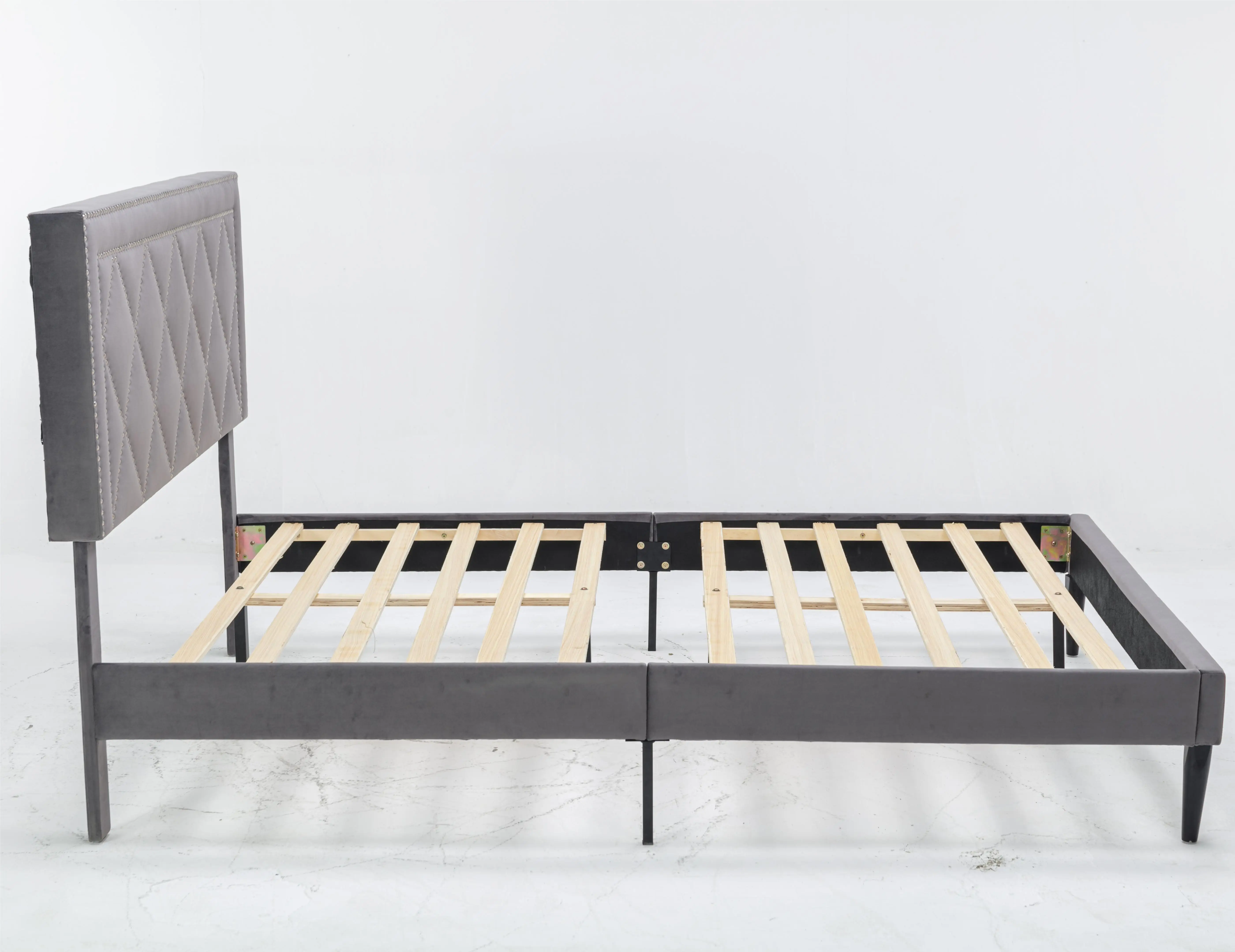Factory Price Latest Design Tufted Royal king Size Queen Upholstered  Bed Frame