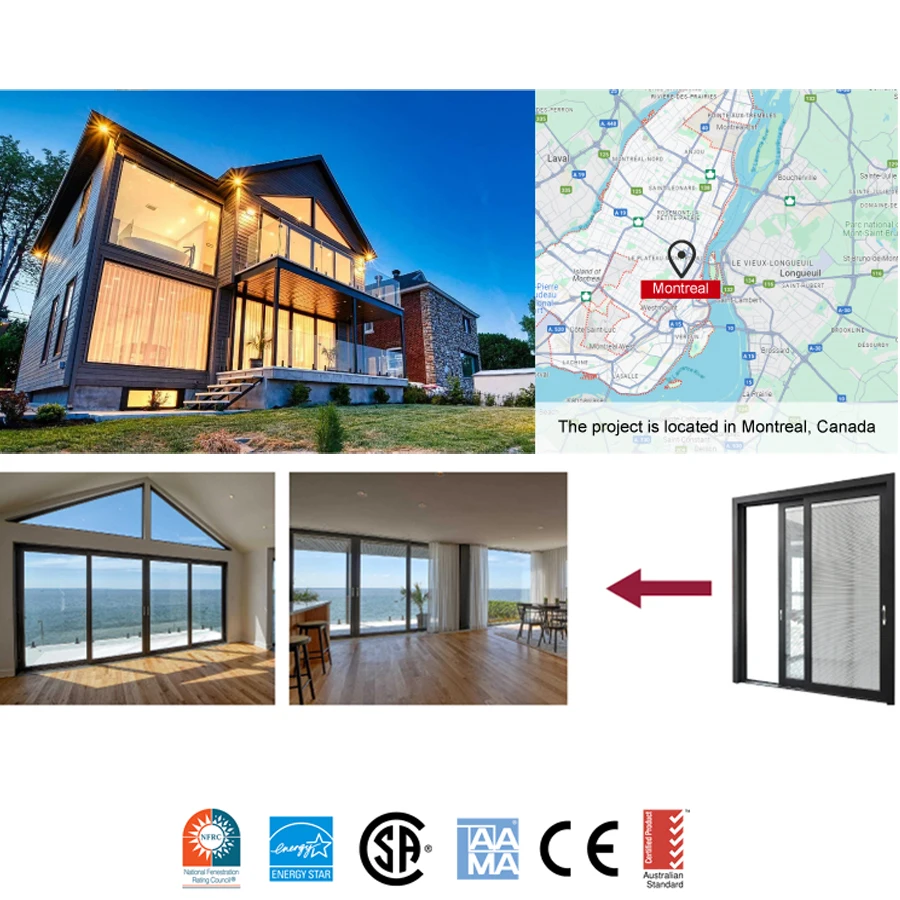 WANJIA Manufacturer Production Aluminum Sliding Door Outdoor Balcony Triple Glass Sliding Door