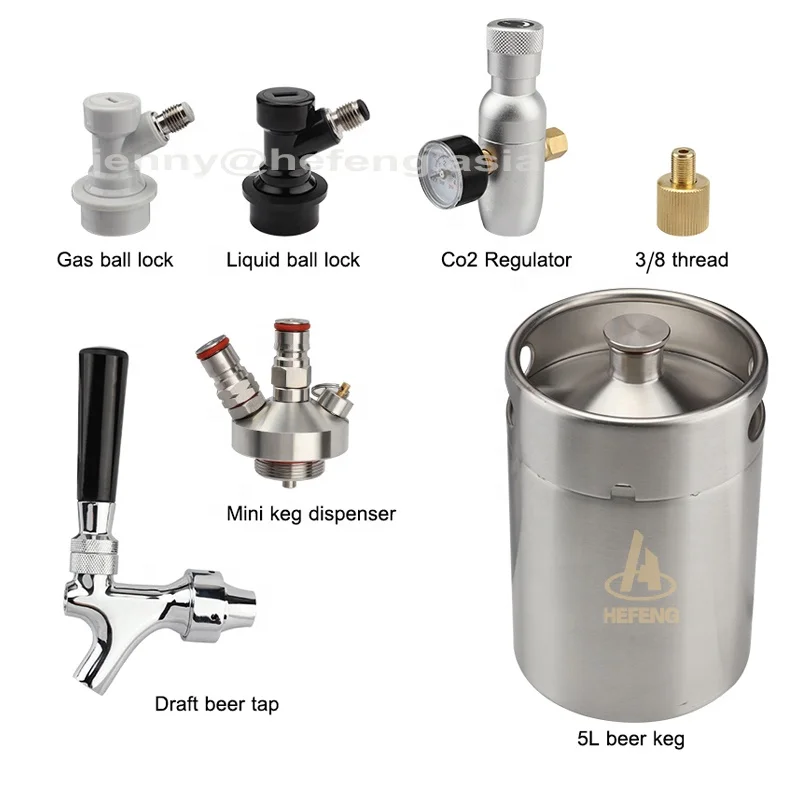 Home Keg Kit System mini keg 5L  Draft Beer Growlers for Water, SodaBrew Nitro Cold Brew Coffee Maker