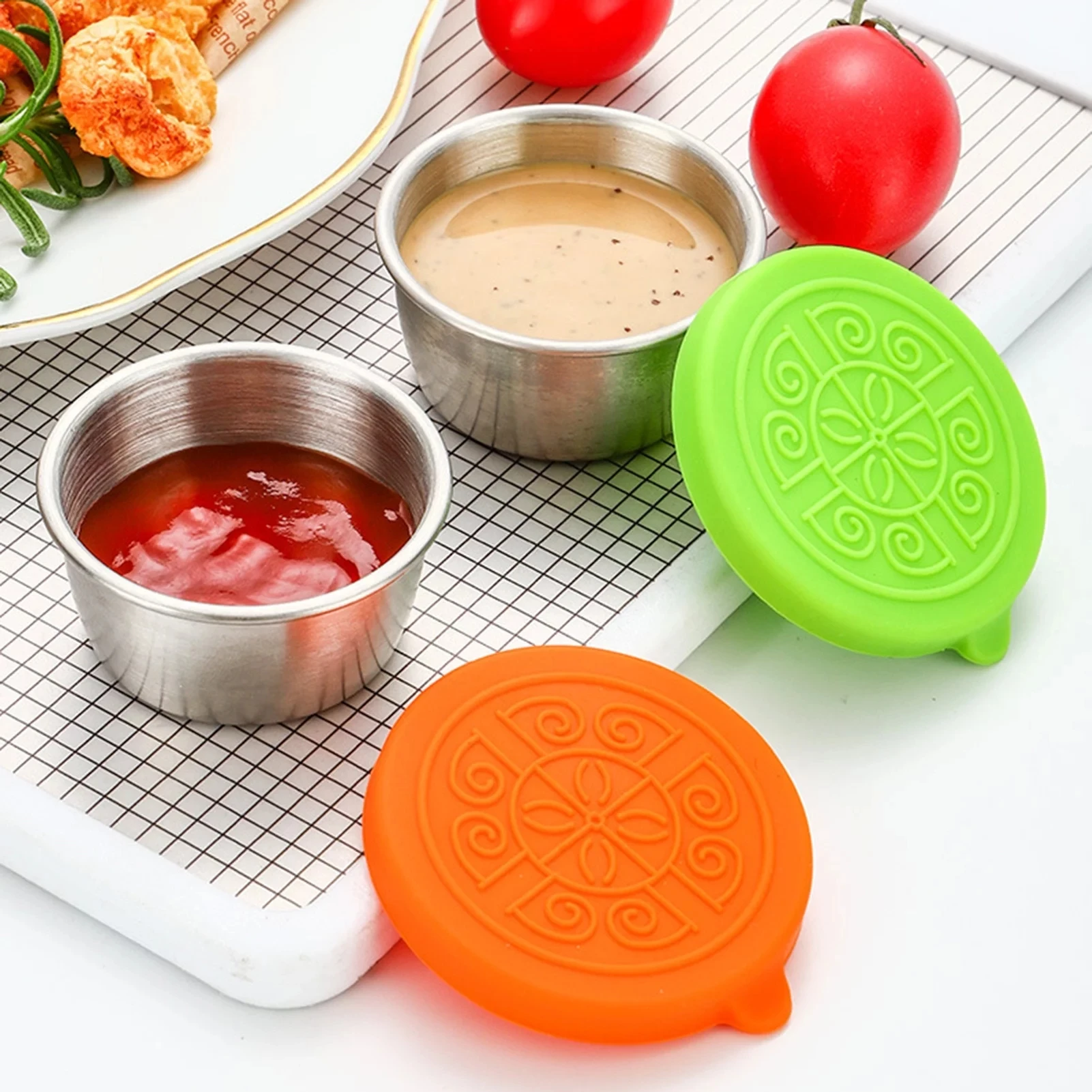 Прямая Продажа с завода 70 мл 2 4 унций контейнер для хранения продуктов из нержавеющей стали 304 крышка герметичные контейнеры соусов безопасные коробки Горячие