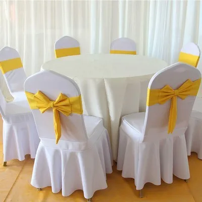 Satin Chair Covers Bows Sashes Band Wedding Bowknot Spandex Chair Sash Buckles Cover