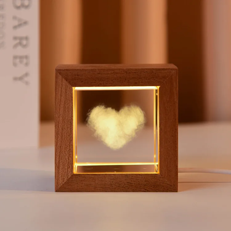 High Quality Home Decoration Custom 3D Laser Engraving Crystal Cube Souvenir Birthday Gifts Night Light