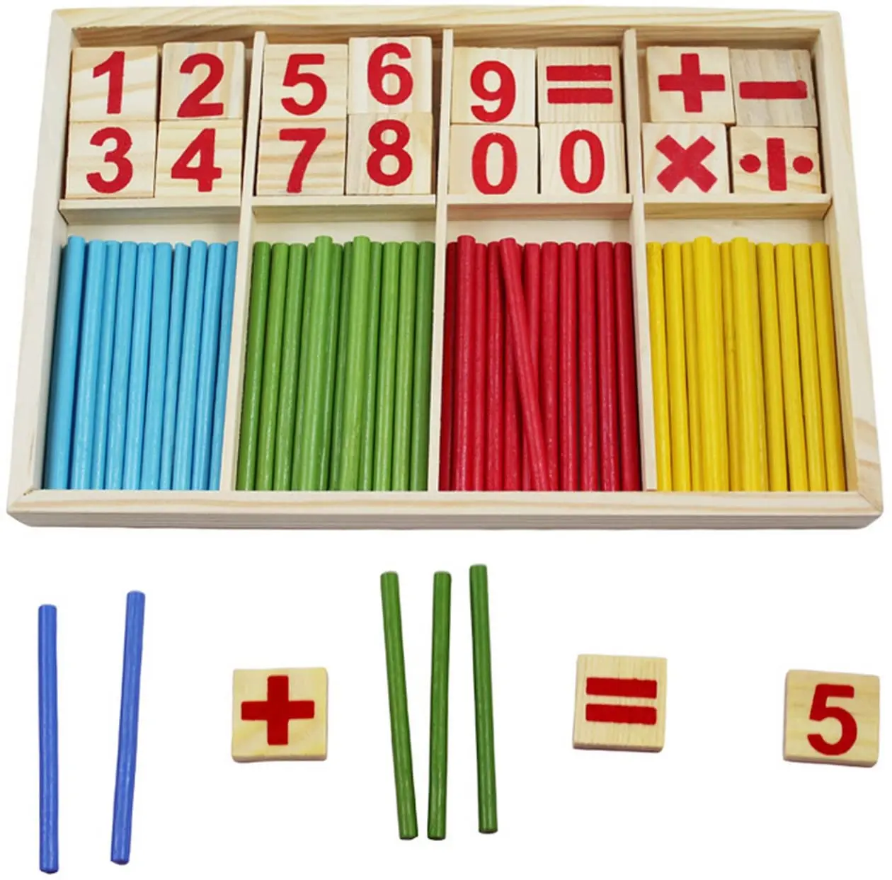 
Hot sell montessori mathematics wooden math counting sticks toys educational teaching wooden number cards toy for kids 