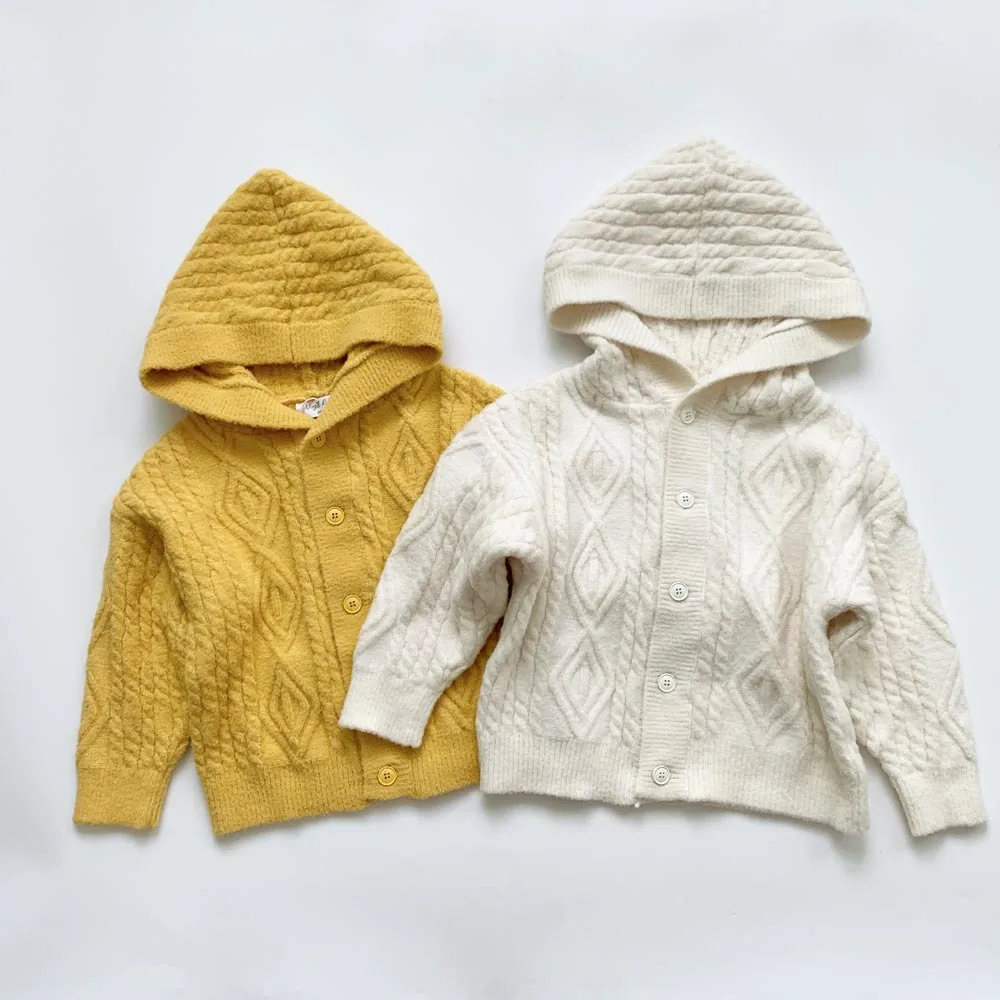 
European latest design casual unisex kids cotton knitwear with hoodie 