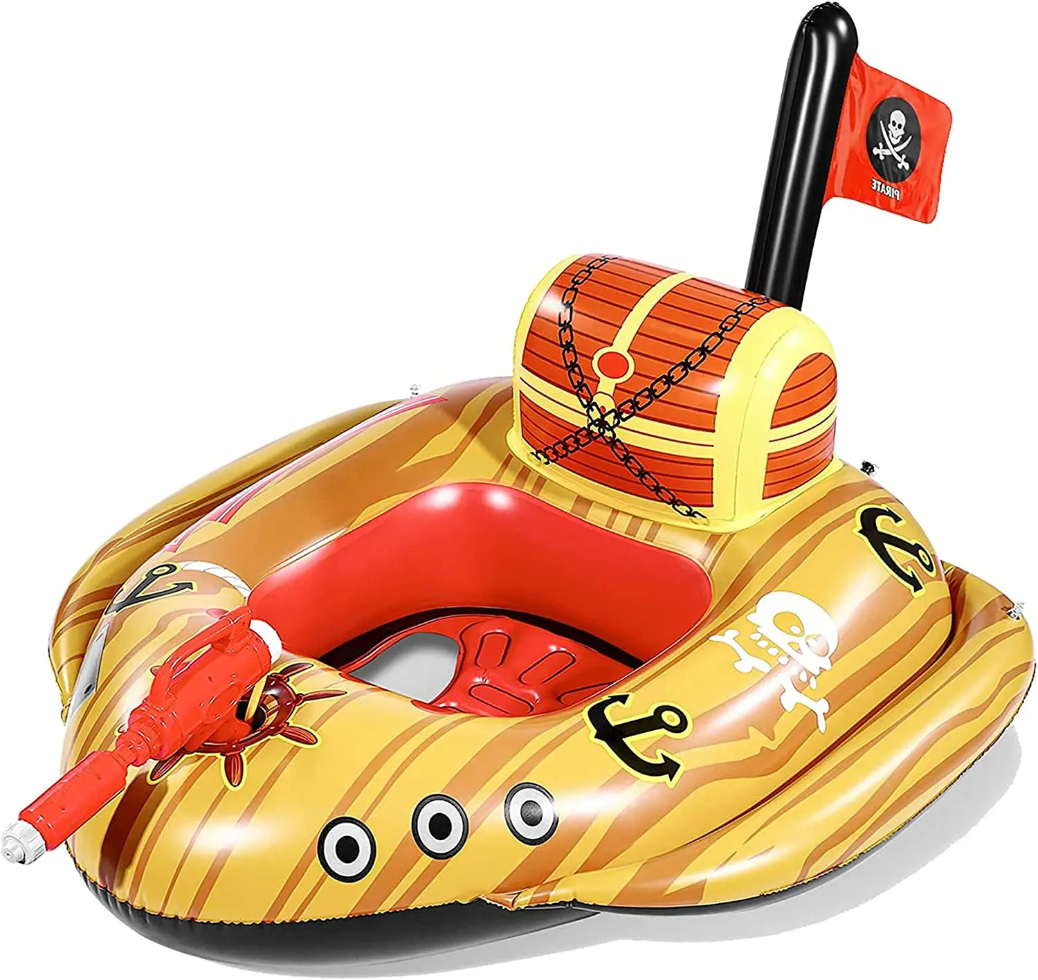 New summer Pool Float Water Blaster Inflatable Pirate Boat Baby Float with Squirt Gun Inflatable rider for Kids