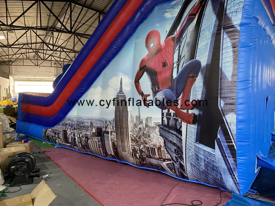 Commercial china super hero PVC factory price jumper kids jumping castle slide house inflatable spiderman bouncer for rental