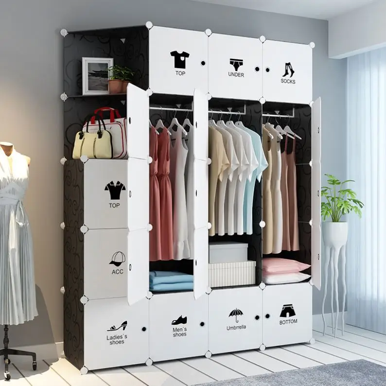 Modern And Simple 6-door Wardrobe Closet Bedroom Furniture Plastic Wardrobe Home Furniture Plastic Pp