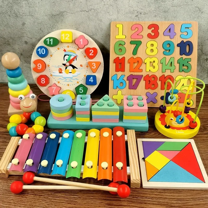 Kids Montessori early Educational Wooden Preschool Training Sensory Game Materials Wood Teaching Aids Toys