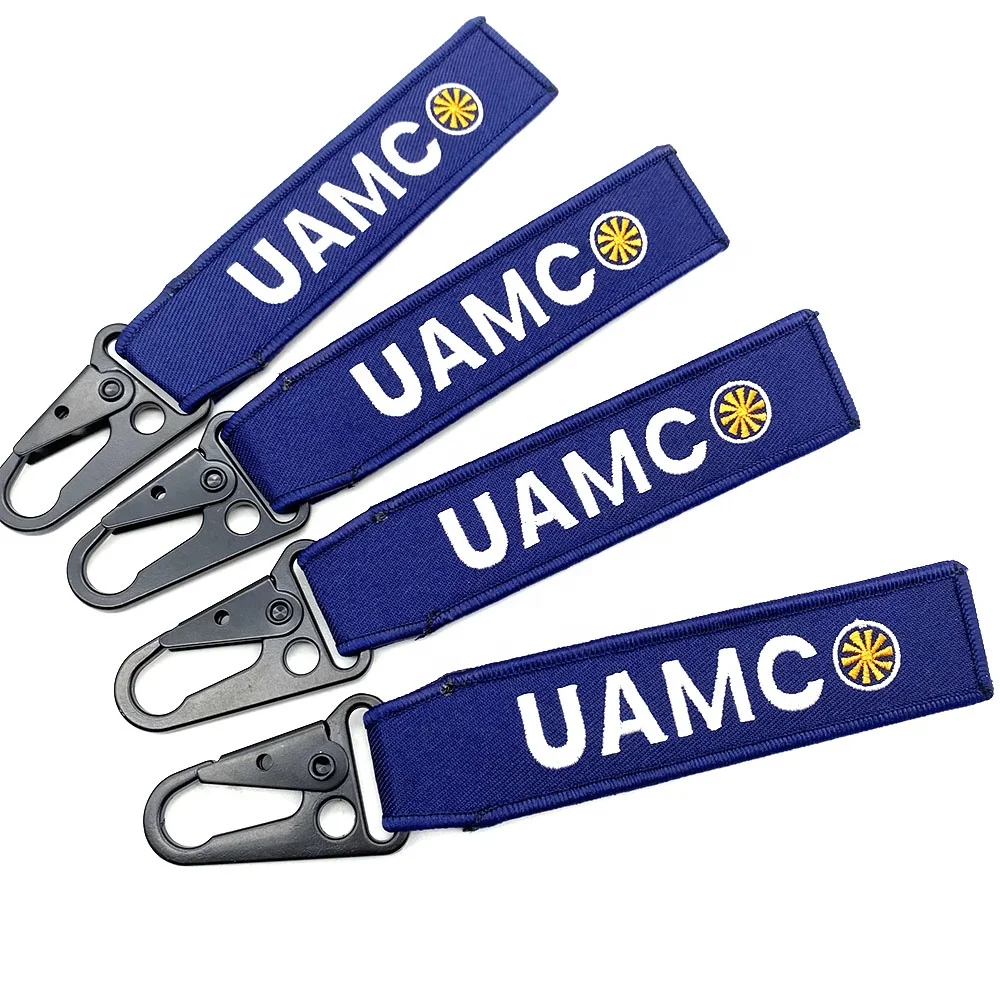 Custom LOGO Nylon Webbing Keychain Mobile Phone Lanyard Olecranon Hook Key Carabiner Short Strap