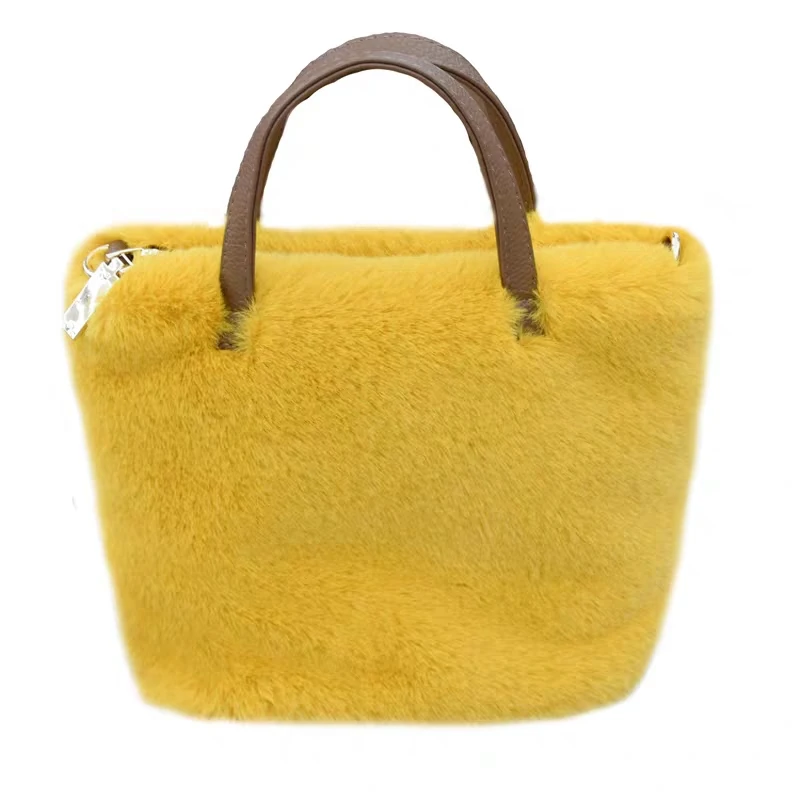 
New autumn and winter fashion plush handbag chain mini shoulder bag versatile imitation mink crossbody bag 