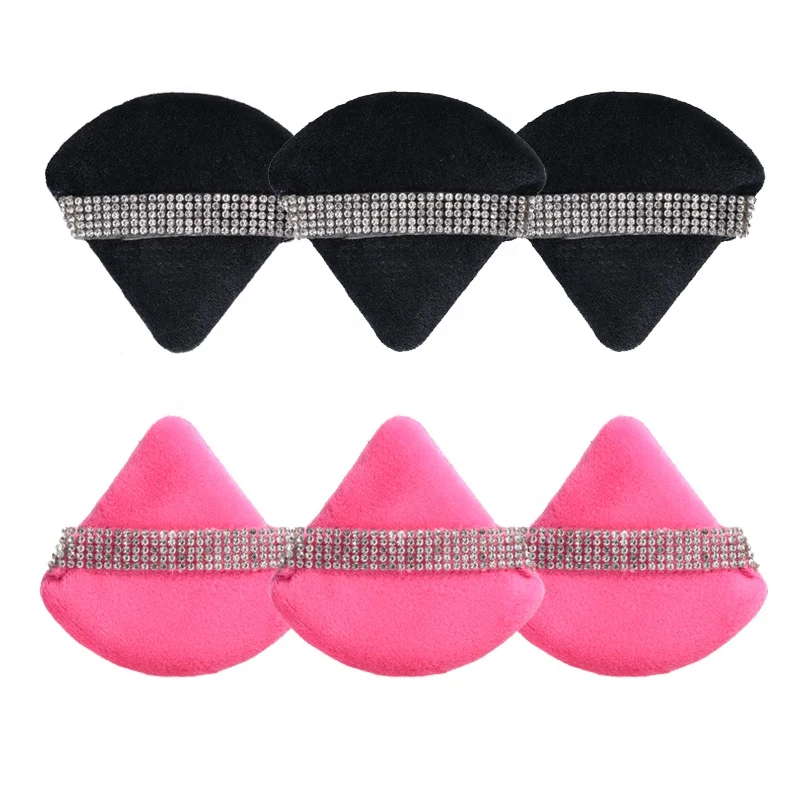 BS-MALL 6PCS Premium Diamond Triangle Makeup Puff Soft Velour Setting Powder Puff Wet Dry Glitter Triangle Makeup Powder Puff