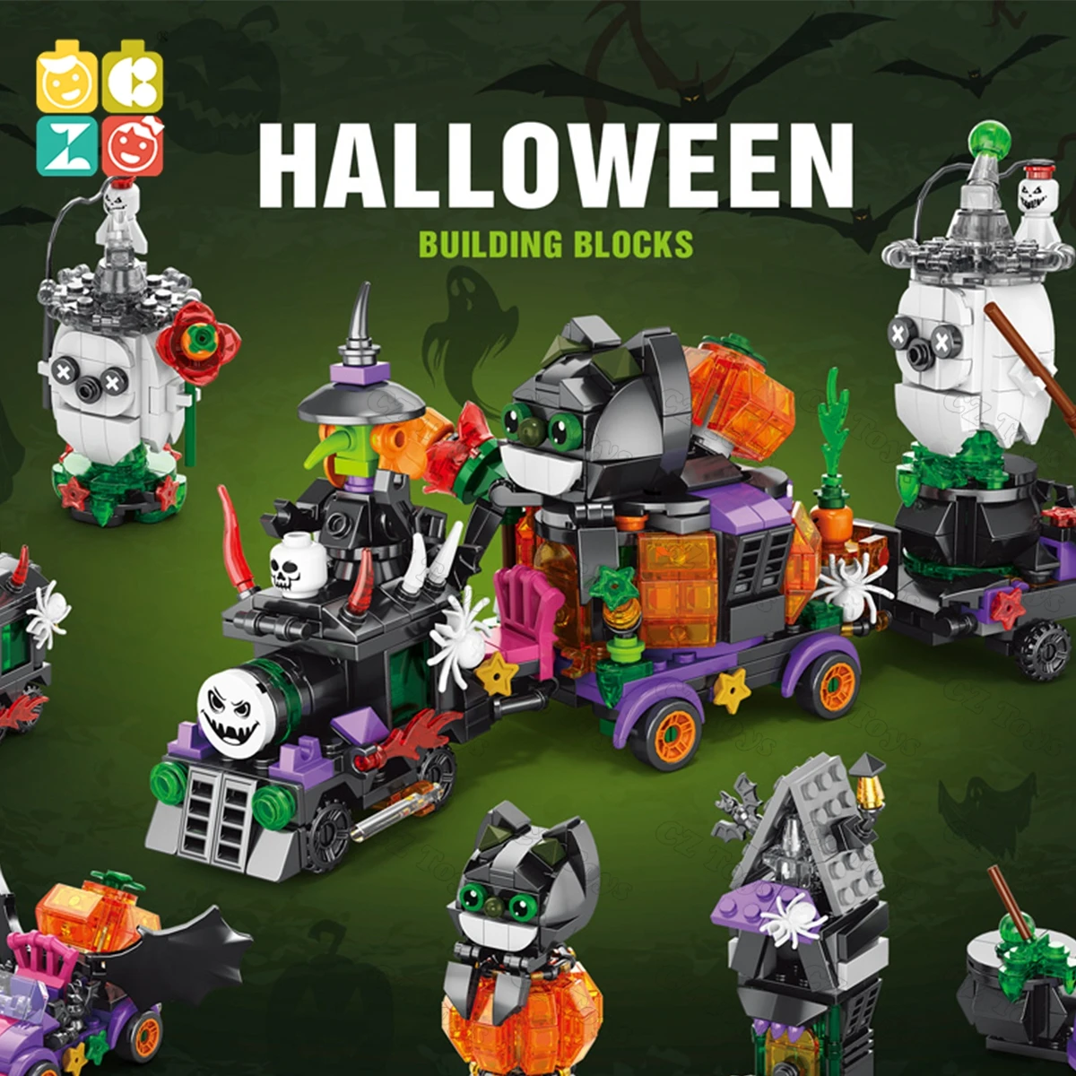CZ Factory price Halloween Building Toy Small Set DIY Assemble Toy Holiday Gift Halloween ABS Plastic Building Block Sets