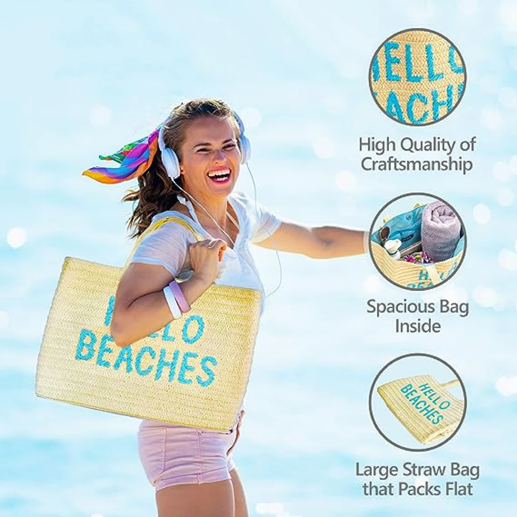 Wholesale Woven Paper Straw Bags Tote Summer Beach Handbags 2023 for Woven