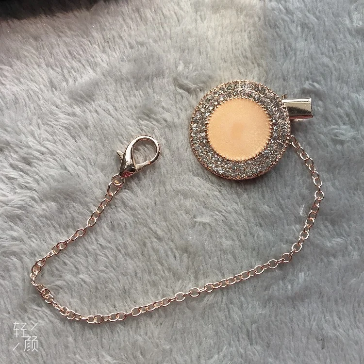 Sparkle Private Label Rose Gold Plated Metal Clip Name Pacifier Holder 26 Initial Gold Letter Rhinestone Dummy Chain for Baby