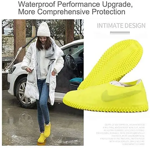 2022 Silicone Rain Boots Waterproof Shoe Covers, Non-Slip Water Resistant Overshoes Silicone Rubber Rain Shoe Cover Protectors