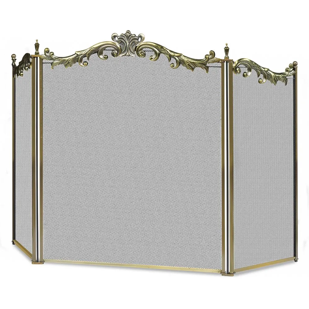 
Large flower fireplace screen 3 metal mesh face baby safety fence spark cover fireplace screen 