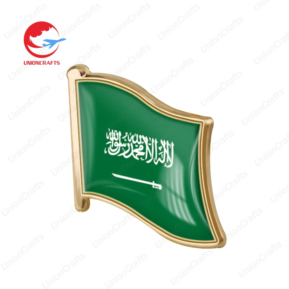 Double Flag Lapel Pin Brooch Soft Hard Enamel Pin Cross Country Flag Pin Badge