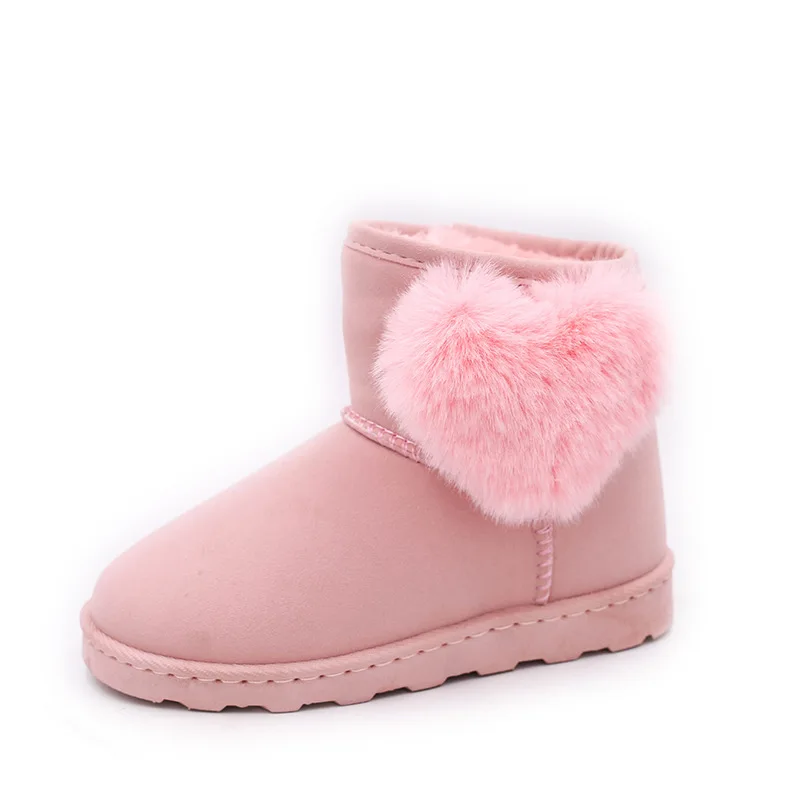 
2021 Winter Kids Fashion snow boots thick Child shoes warm plush heart shaped girl warm boots 